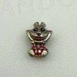 Pandora Disney Alice in Wonderland Cheshire Cat Charm - Pink Enamel S925 - NWT